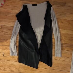 Zara black pleather and beige Women's Cardigan